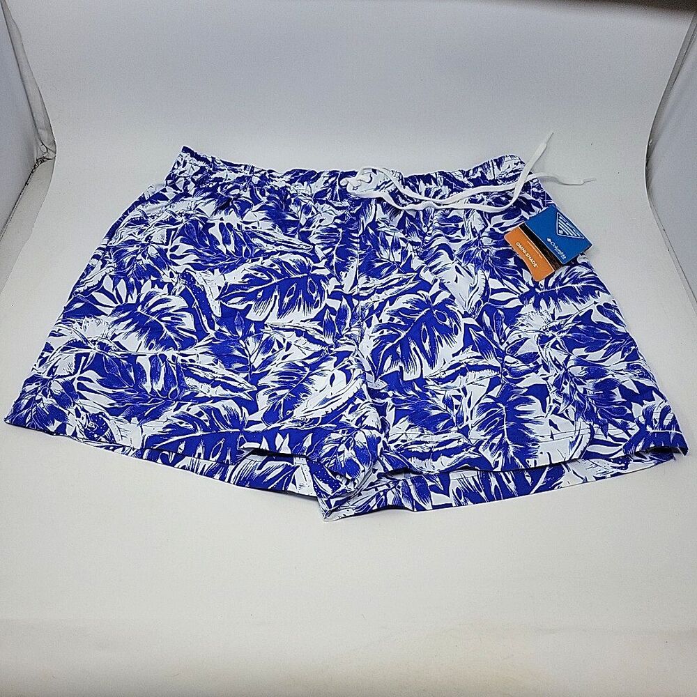 Columbia PFG Water Shorts Womens Size Large Blue/White Beach/Pool NWT Omni-Shade